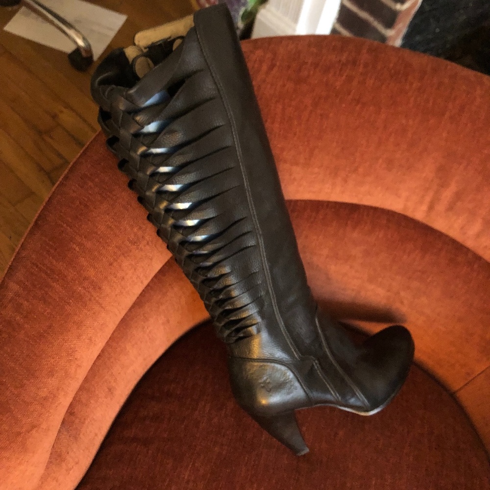 Frye Knotted Open Back Knee High Boots